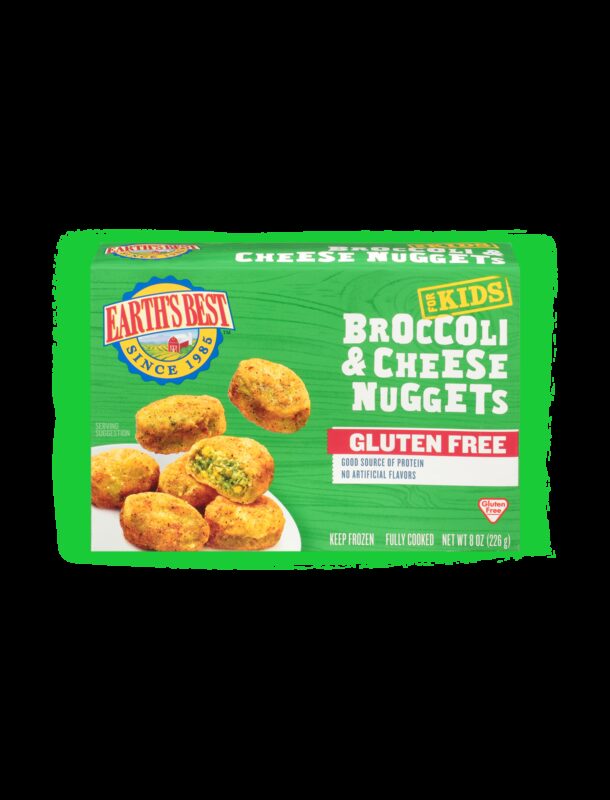 Earths best gluten free broccoli cheese nuggets toddler fop